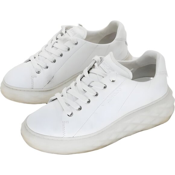 Jimmy Choo Diamond Light Maxi Leather Sneakers White Women's EU 37.5 - Picture 2 of 6